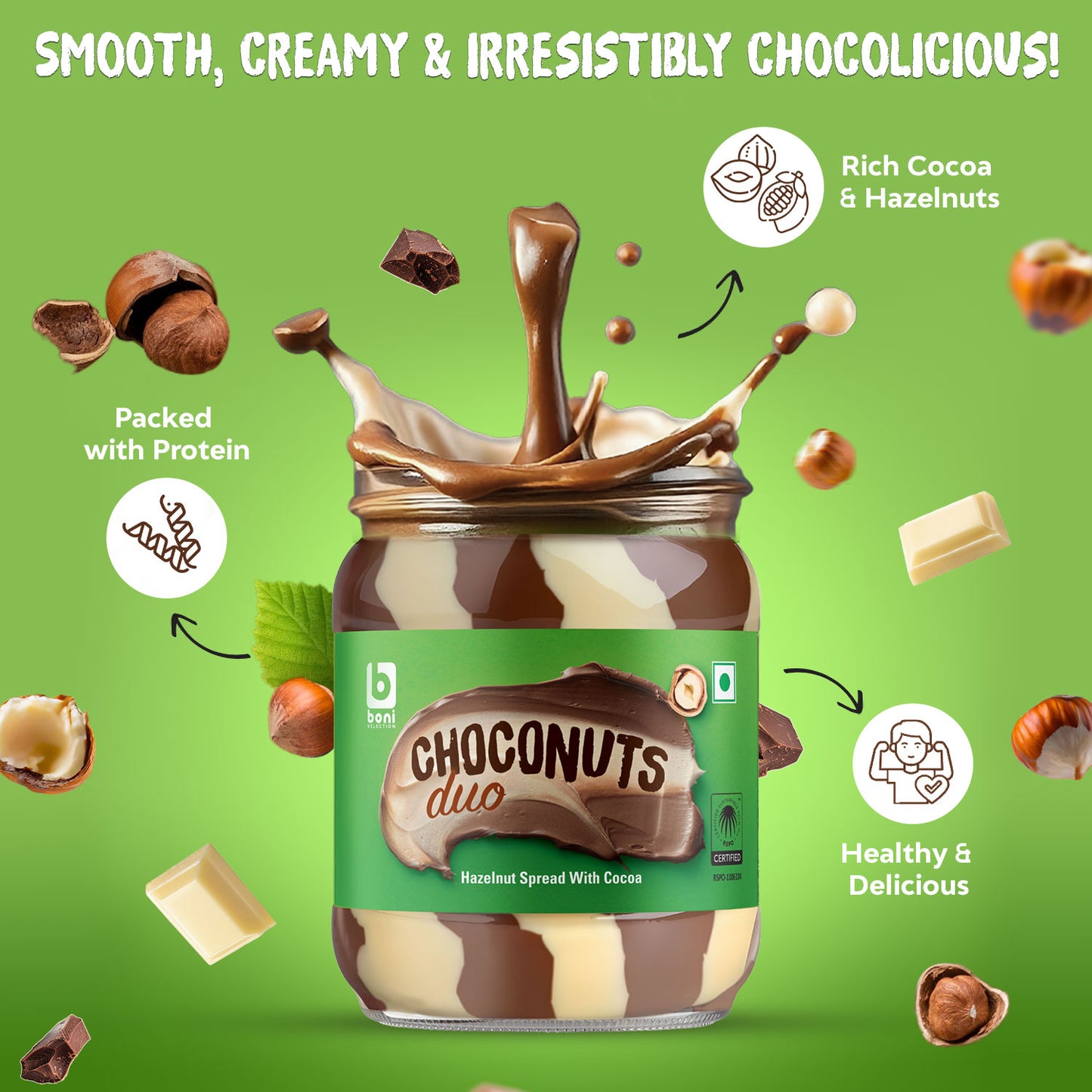 BONI Hazelnut Spread with Cocoa- 400gm