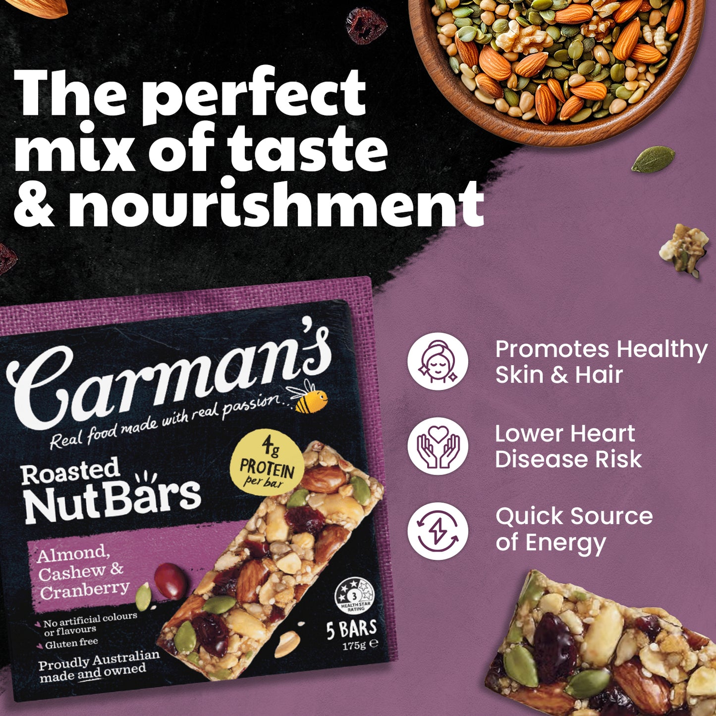 Carmans Bar Nut Almond, Cashew & Cranberry 175g