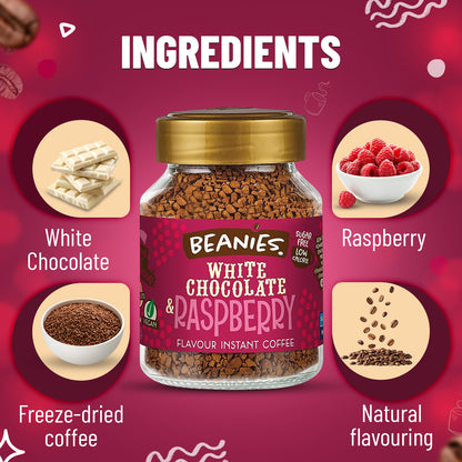 Beanies White Chocolate and Raspberry Flavour Instant Coffee, 50g