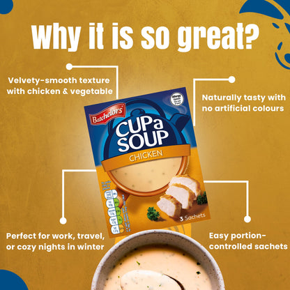 Batchelors - Cup A Soup Chicken | Instant Chicken Soup Sachets Pack of 4 (81g)