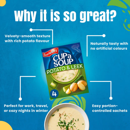 Batchelors - Cup A Soup Creamy Potato & Leek | Instant Soup Sachets Pack of 4 (107g)