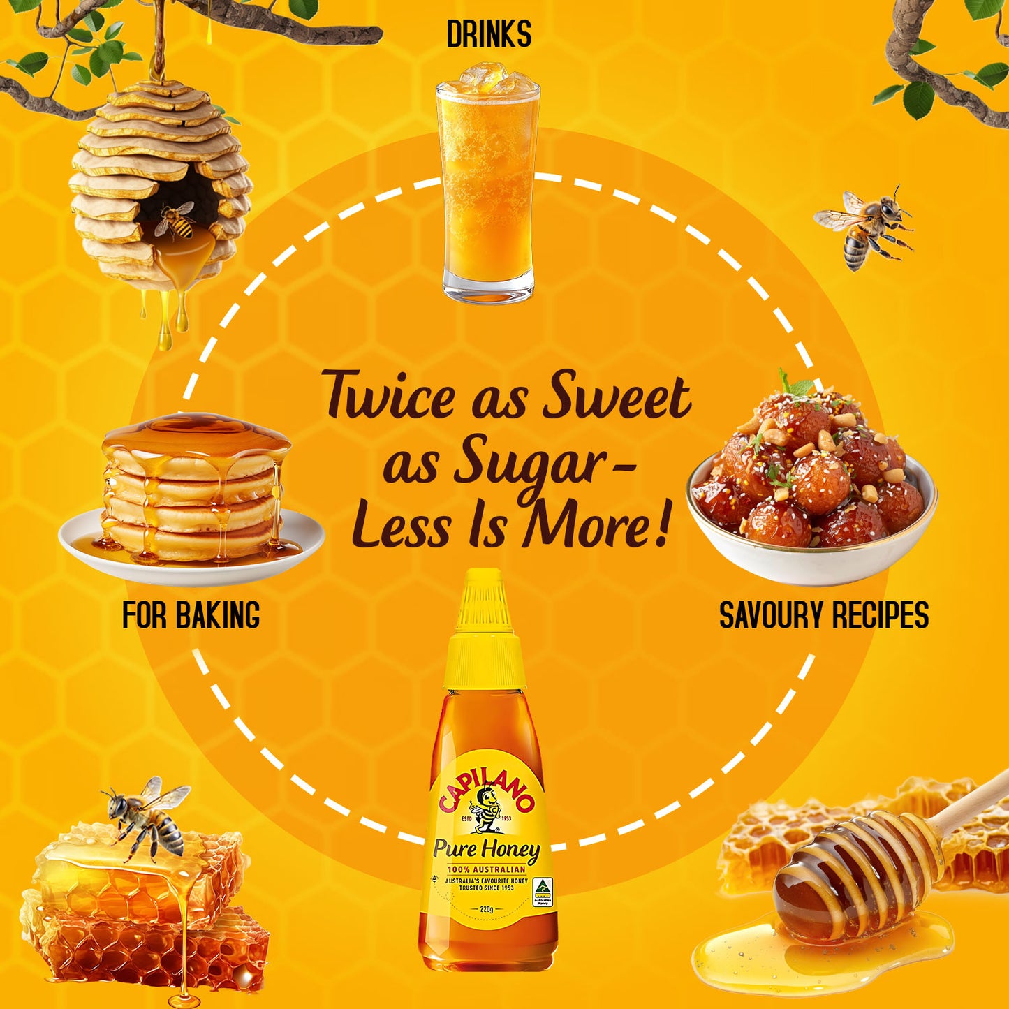 Capilano Pure Honey| No Added Sugar- 220g