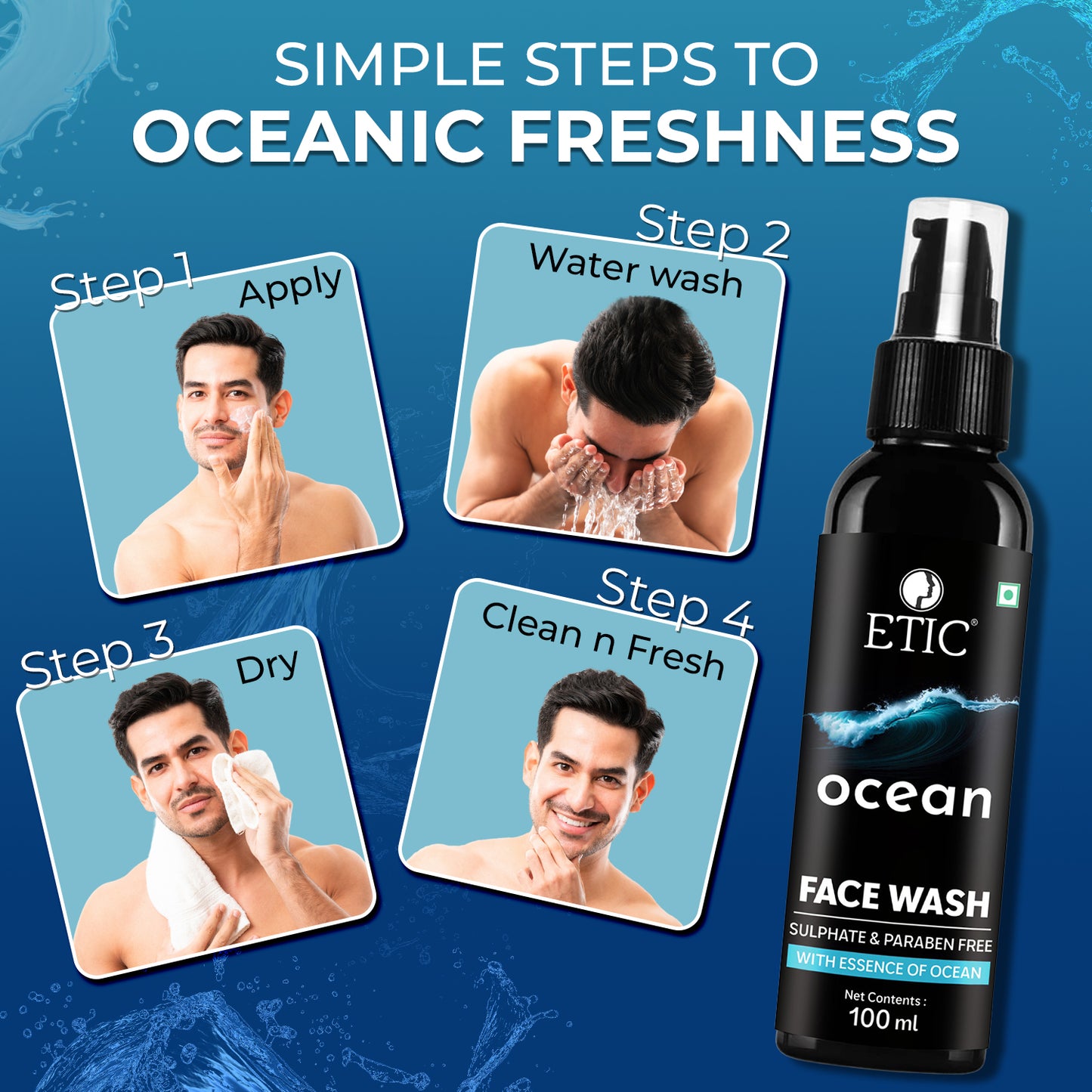 Etic Ocean Men's Face Wash 100ml Pack Of 3