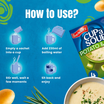 Batchelors - Cup A Soup Creamy Potato & Leek | Instant Soup Sachets Pack of 4 (107g)