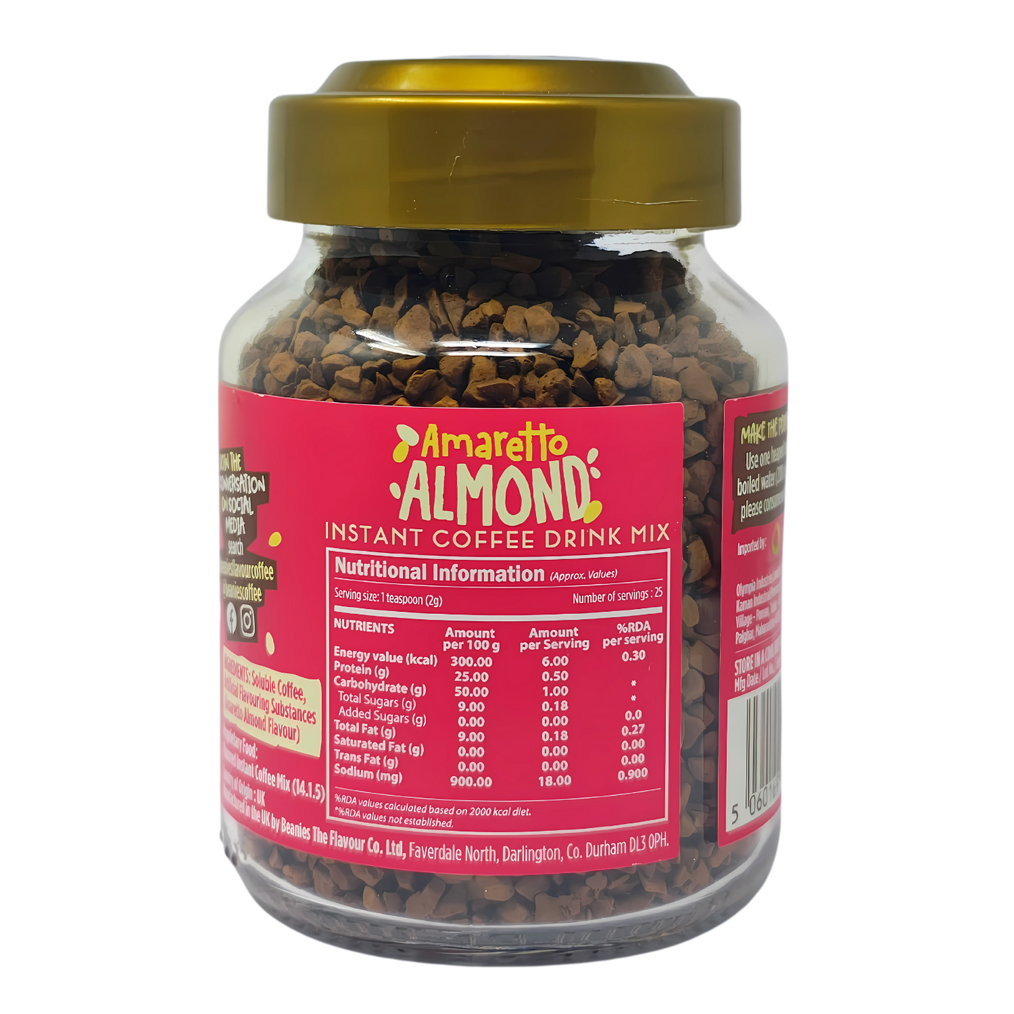 Beanies Amaretto Almond Flavour Instant Coffee, 50g