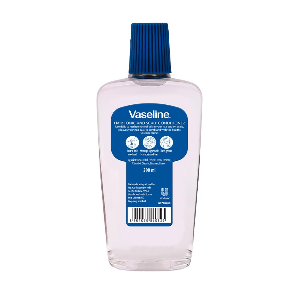 Vaseline Hair Tonic & Scalp Conditioner | Smoothes Hair | Locks In Moisture | Non-Greasy Shine | 200 ML