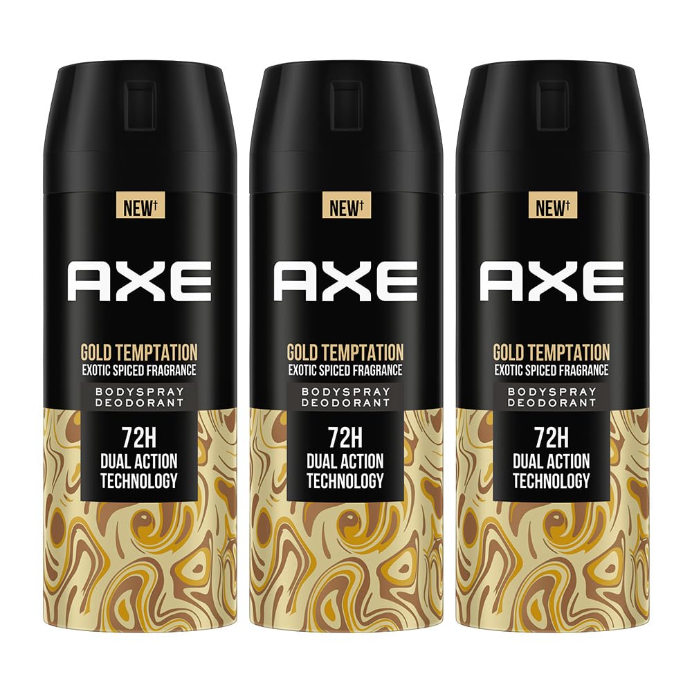 Axe Gold Temptation Long Lasting Deodorant Bodyspray For Men 150 ml, Pack of 3