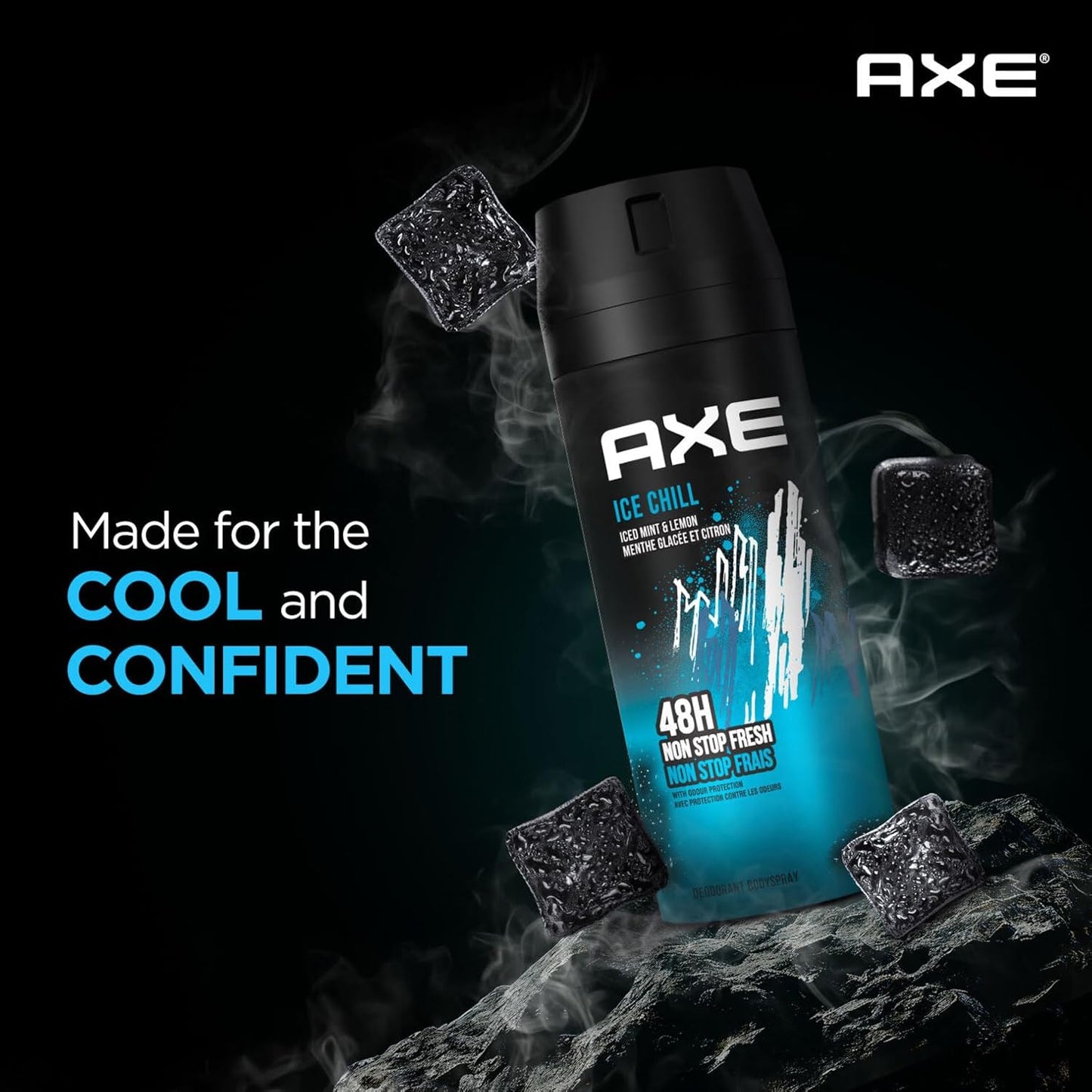 Axe Ice Chill Deodorant Body Spray for Men 48H* Odour Protection Crushed Mint & Rosemary notes 150ml