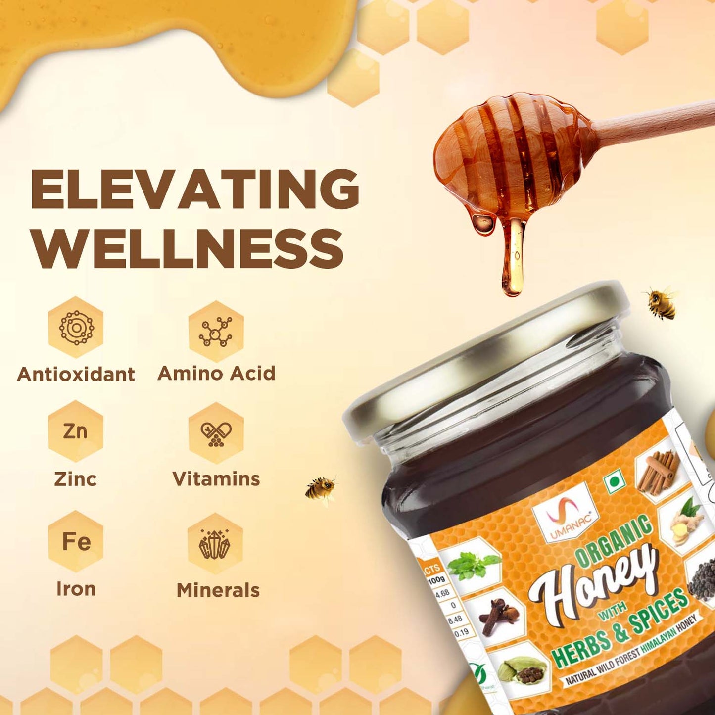 Umanac Organic Honey- 250GM | With Herbs & Spices