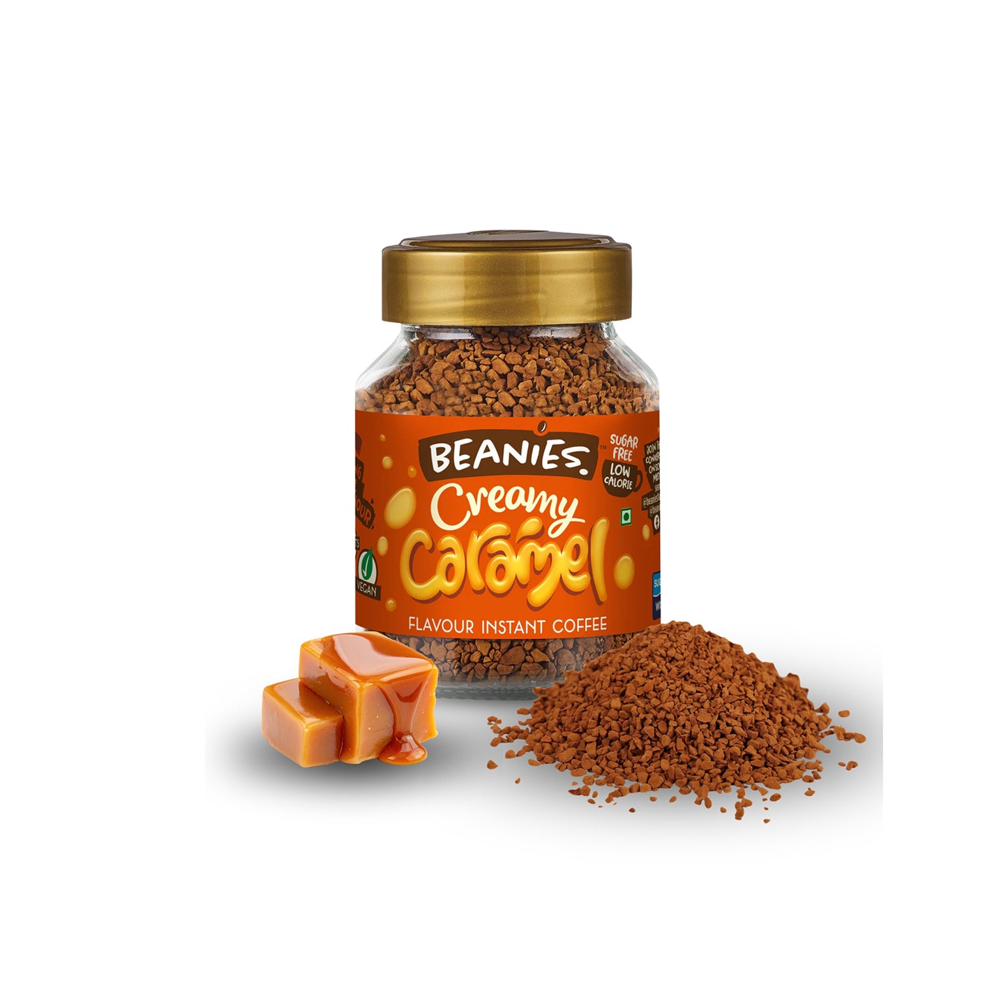 Beanies Creamy Caramel Flavour Instant Coffee, 50g