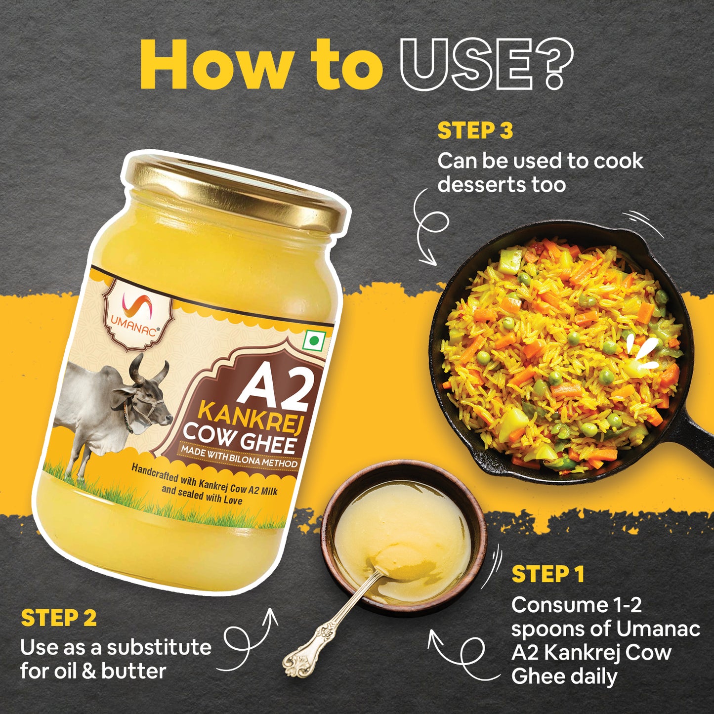 Umanac A2 Kankrej Cow Ghee-500ML
