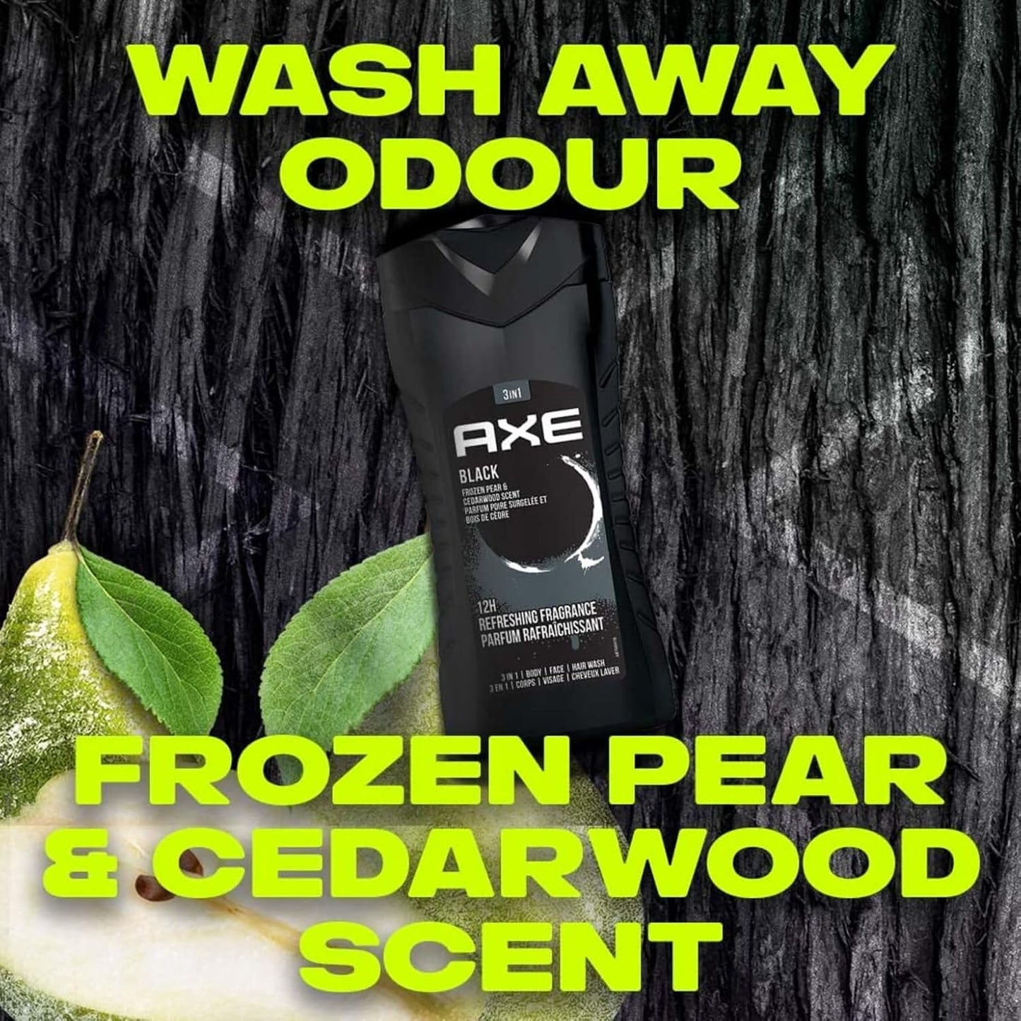 Axe Black 3 In 1 Body, Face & Hair Wash for Men, Long-Lasting Fragrance