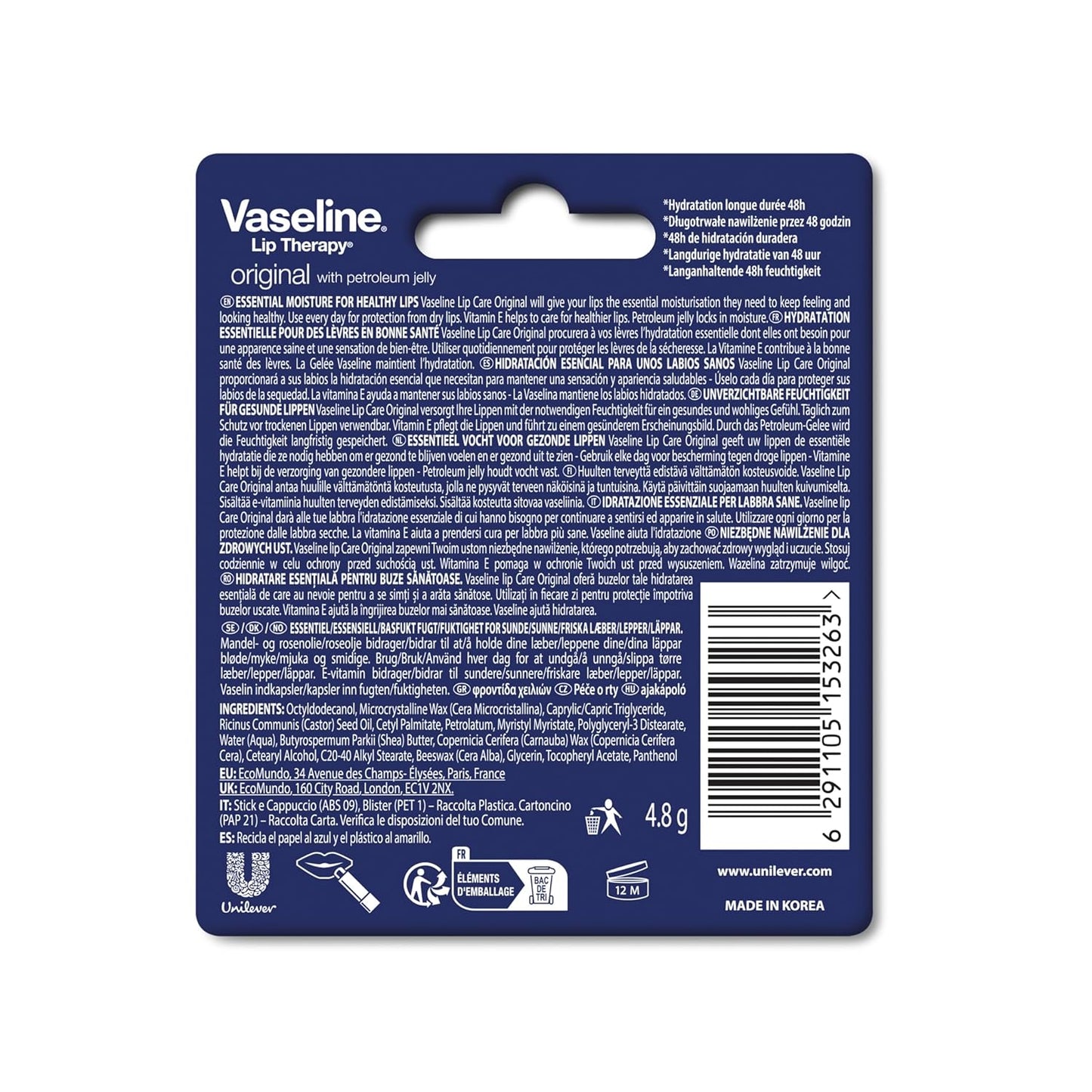 Vaseline Lip Care Original Lip Balm Stick Natural (Pack of: 1, 4.8 g)