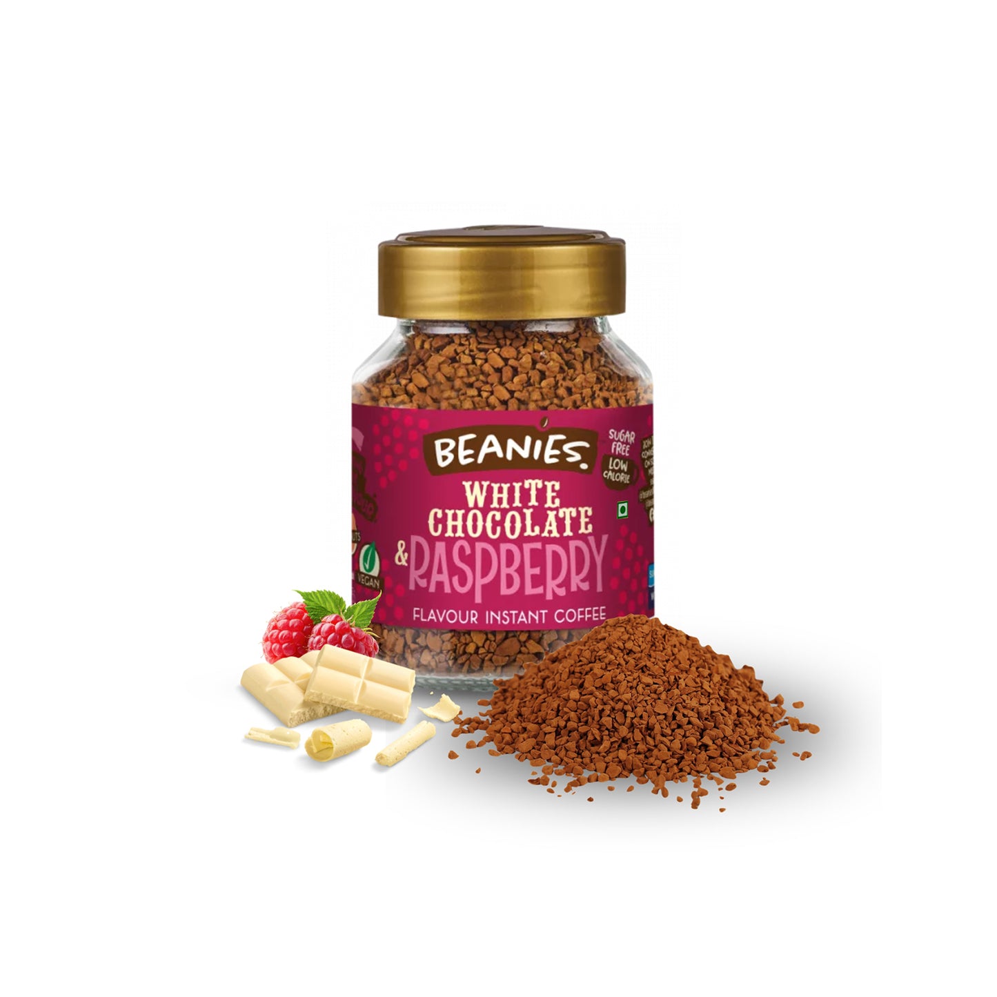 Beanies White Chocolate and Raspberry Flavour Instant Coffee, 50g