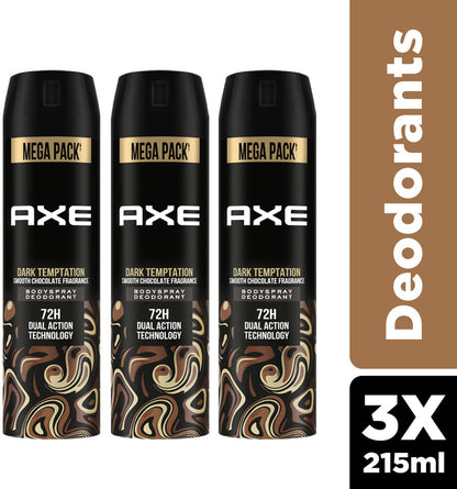 AXE - Dark Temptation Deodorant Spray for Men (215ml, Pack of 3)