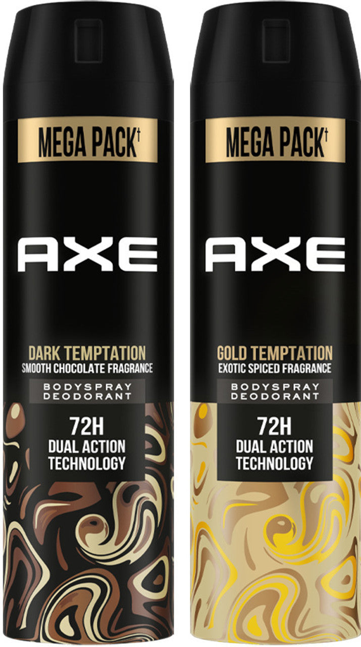 AXE Dark Temptation & Gold Temptation Long Lasting For Men Body Spray - For Men  (215 ml, Pack of 2)