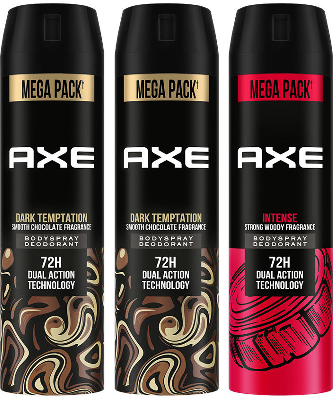 AXE Dark Temptation and Intense Deodorant Spray - For Men  (215 ml, Pack of 3)