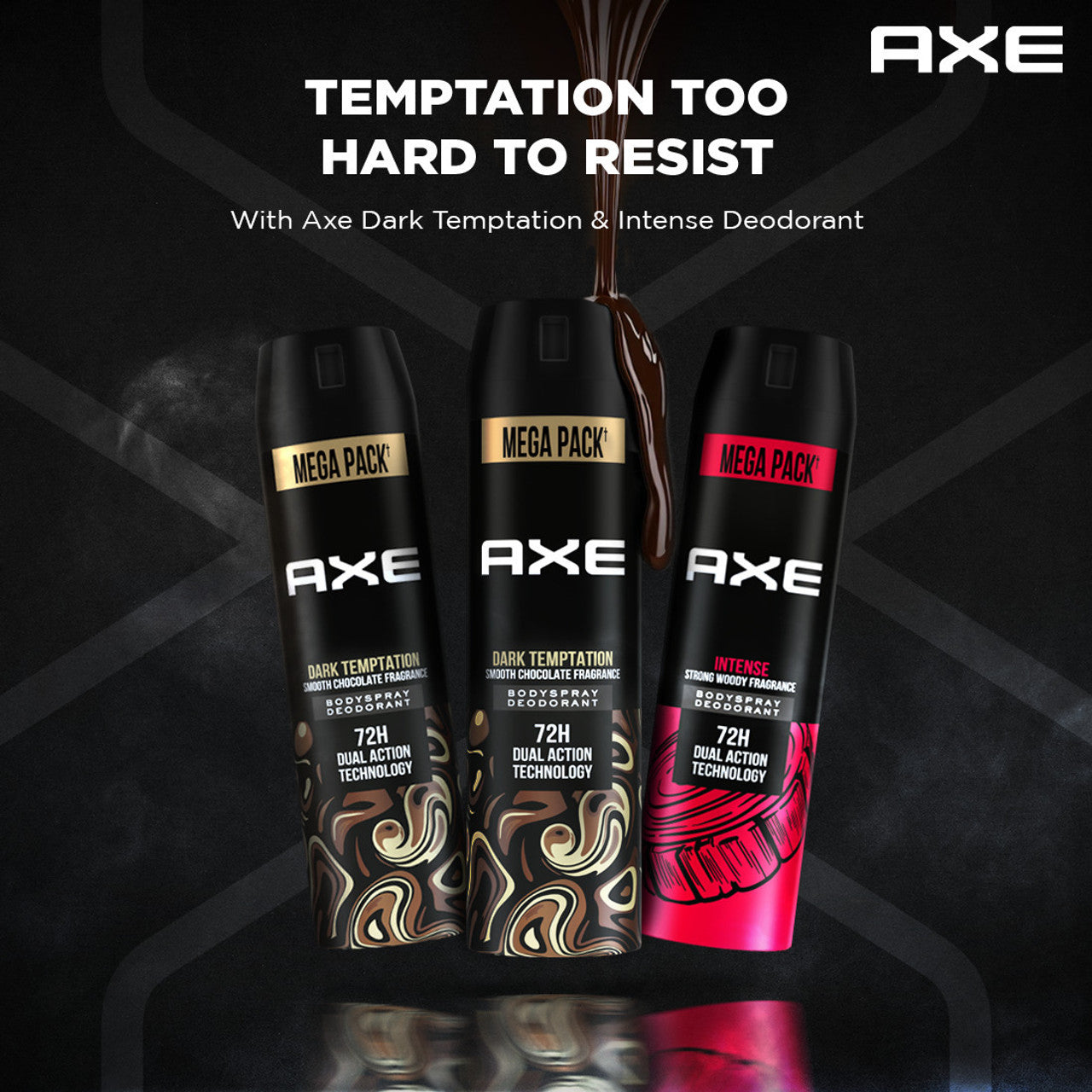 AXE Dark Temptation and Intense Deodorant Spray - For Men  (215 ml, Pack of 3)