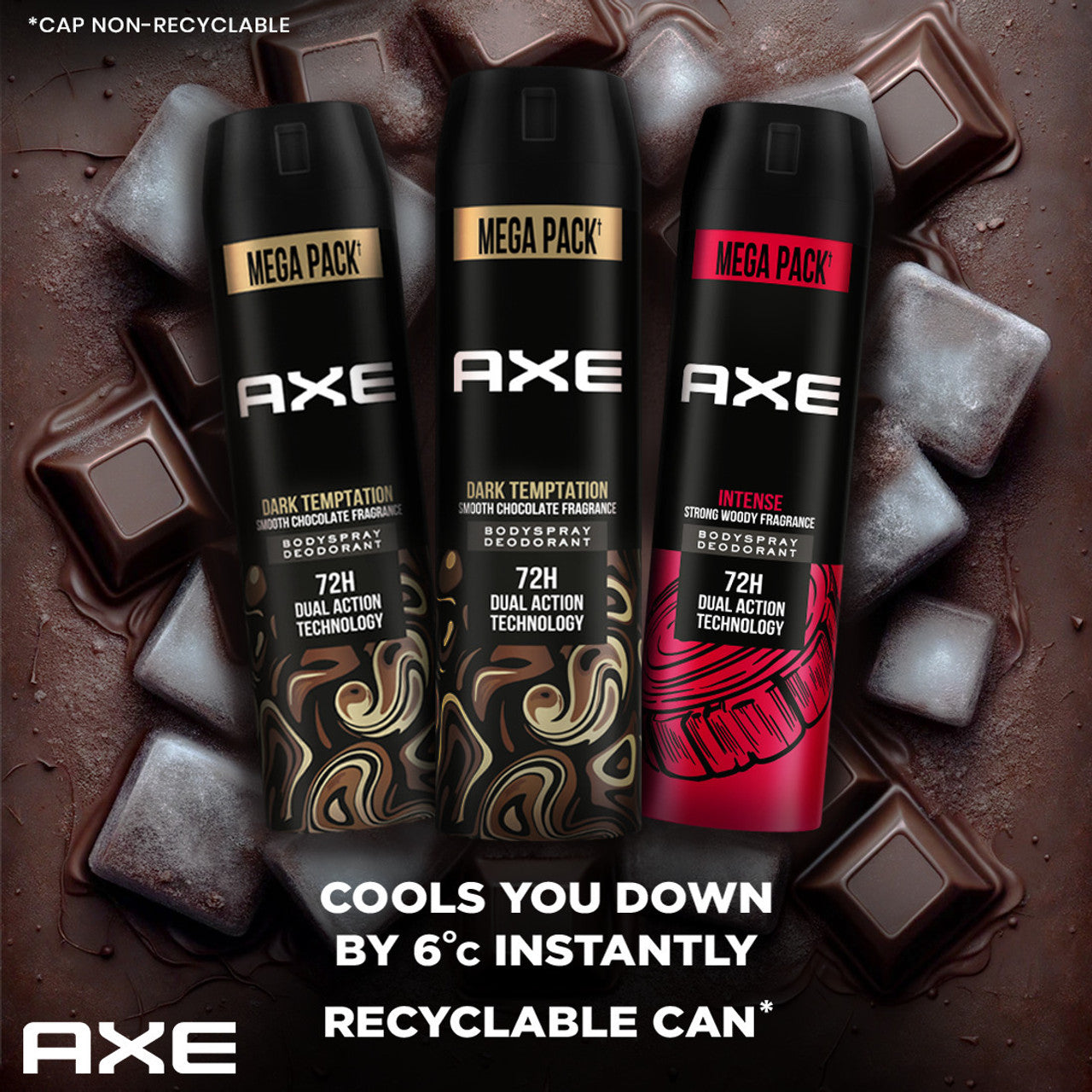 AXE Dark Temptation and Intense Deodorant Spray - For Men  (215 ml, Pack of 3)