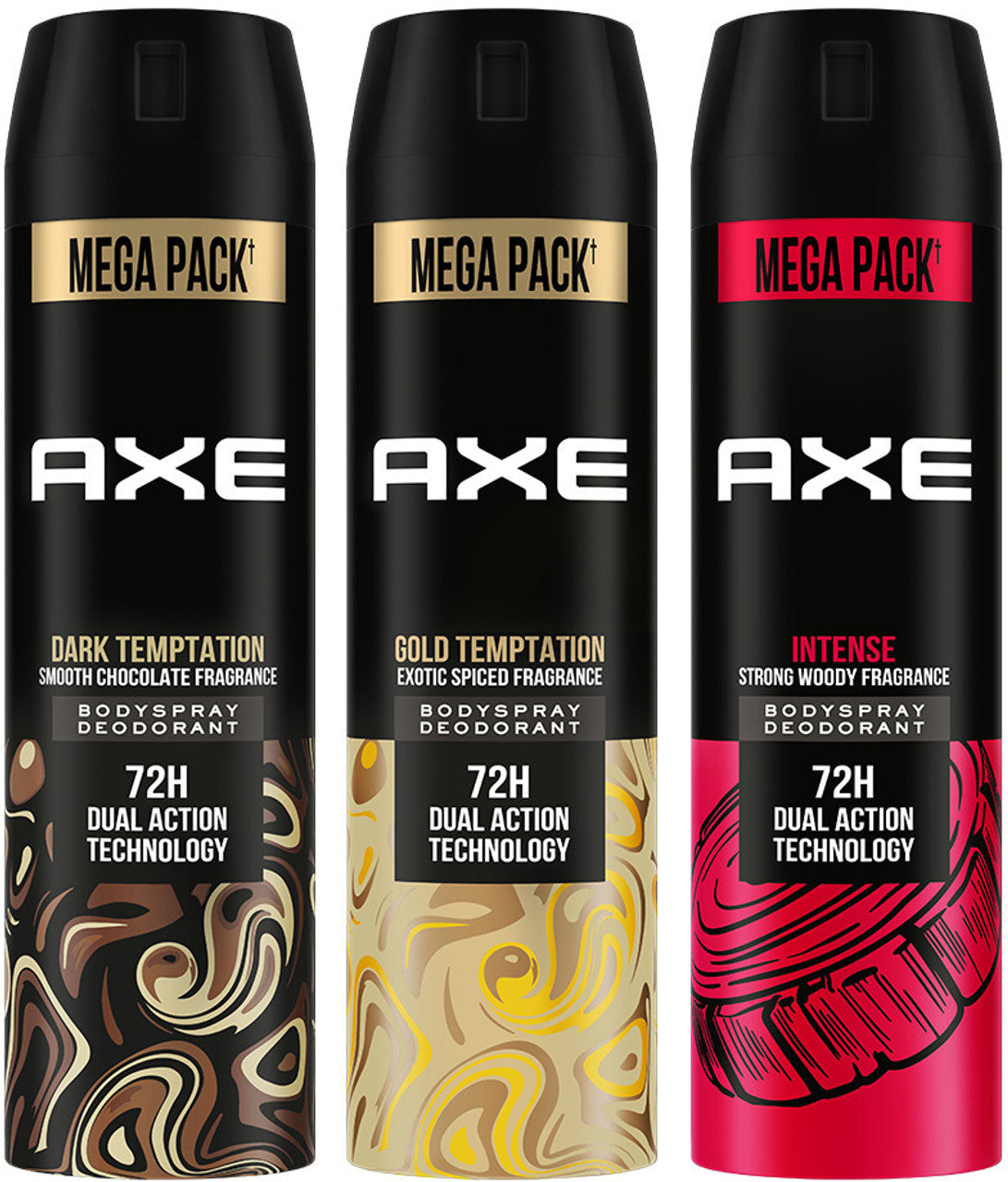 AXE Gold Temptation, Dark Temptation and Intense Deodorant Spray - For Men  (215 ml, Pack of 3)