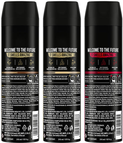 AXE -gold Temptation, Dark Temptation and Intense Deodorant Spray for Men  (215ml, Pack of 3)