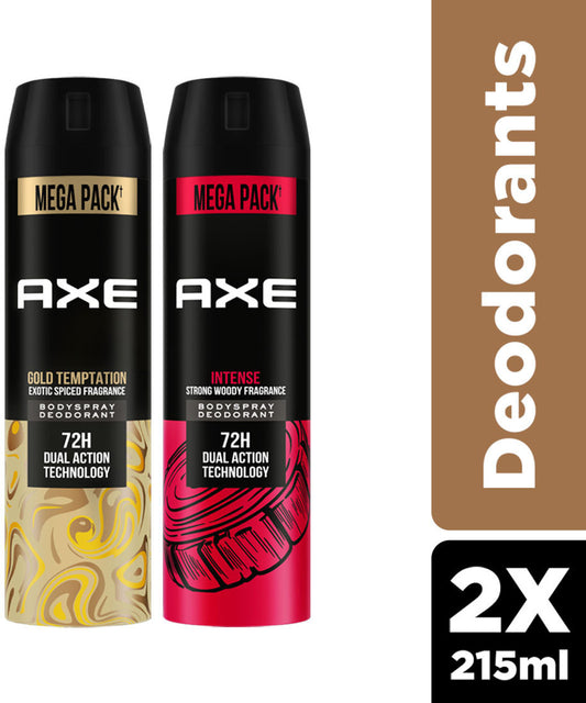 AXE Gold Temptation and Intense Deodorant Spray - For Men  (215 ml, Pack of 2)