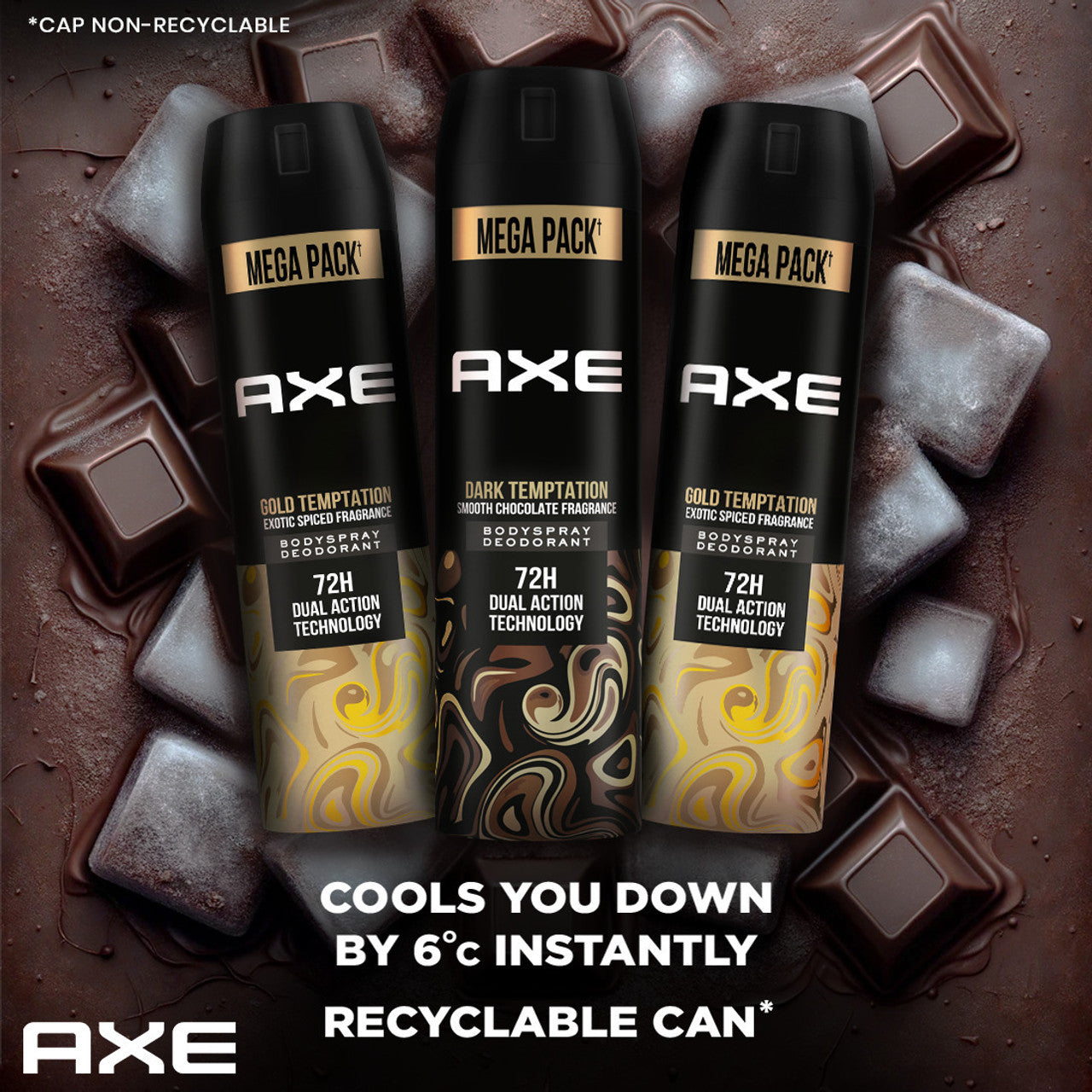 AXE Gold and Dark Temptation Deodorant Spray - For Men  (215 ml, Pack of 3)
