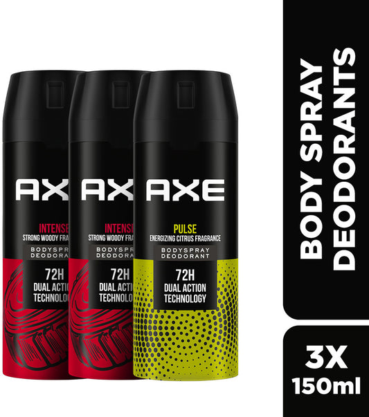 AXE Intense & Pulse Body Spray - For Men  (150 ml, Pack of 3)