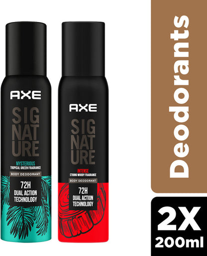 AXE - Signature Mysterious and Intense Deodorant Nogas Body Perfume Body Spray for Men (200ml, Pack of 2)