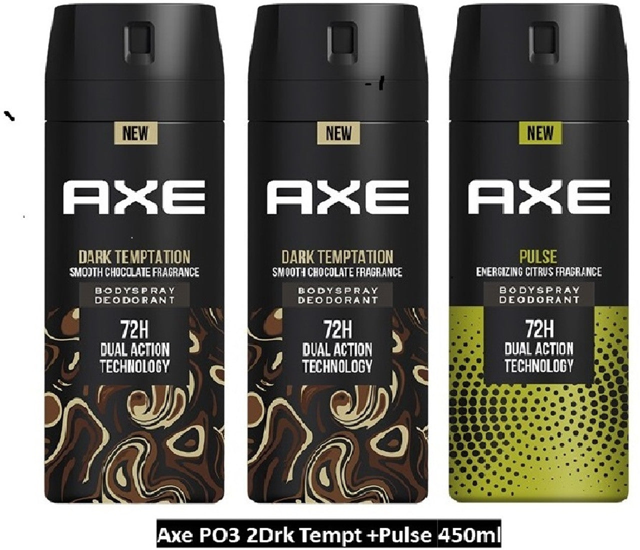 AXE Two pack of Dark Temptation 150 ml and one Pulse 150 ml Deodorant  (3 Items in the set)