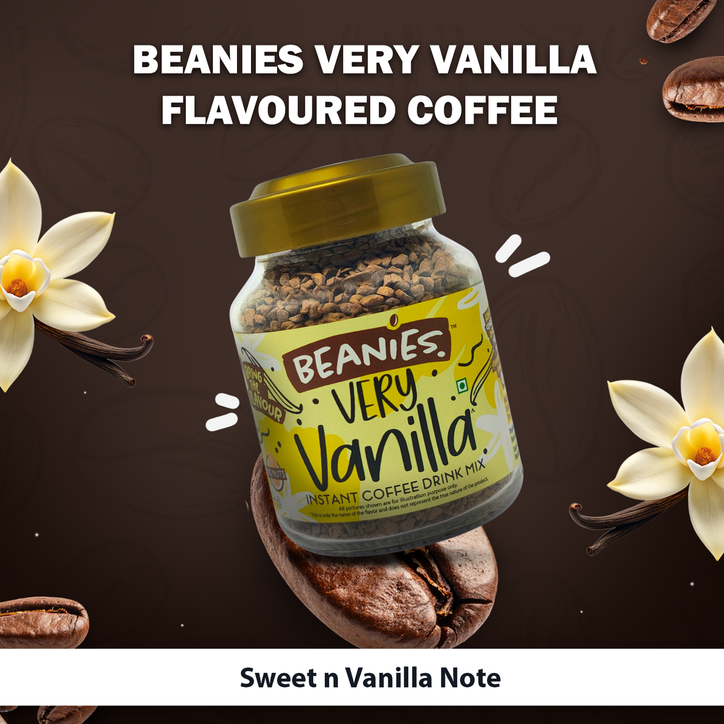 Beanies Very Vanilla Flavour Instant Coffee, 50g