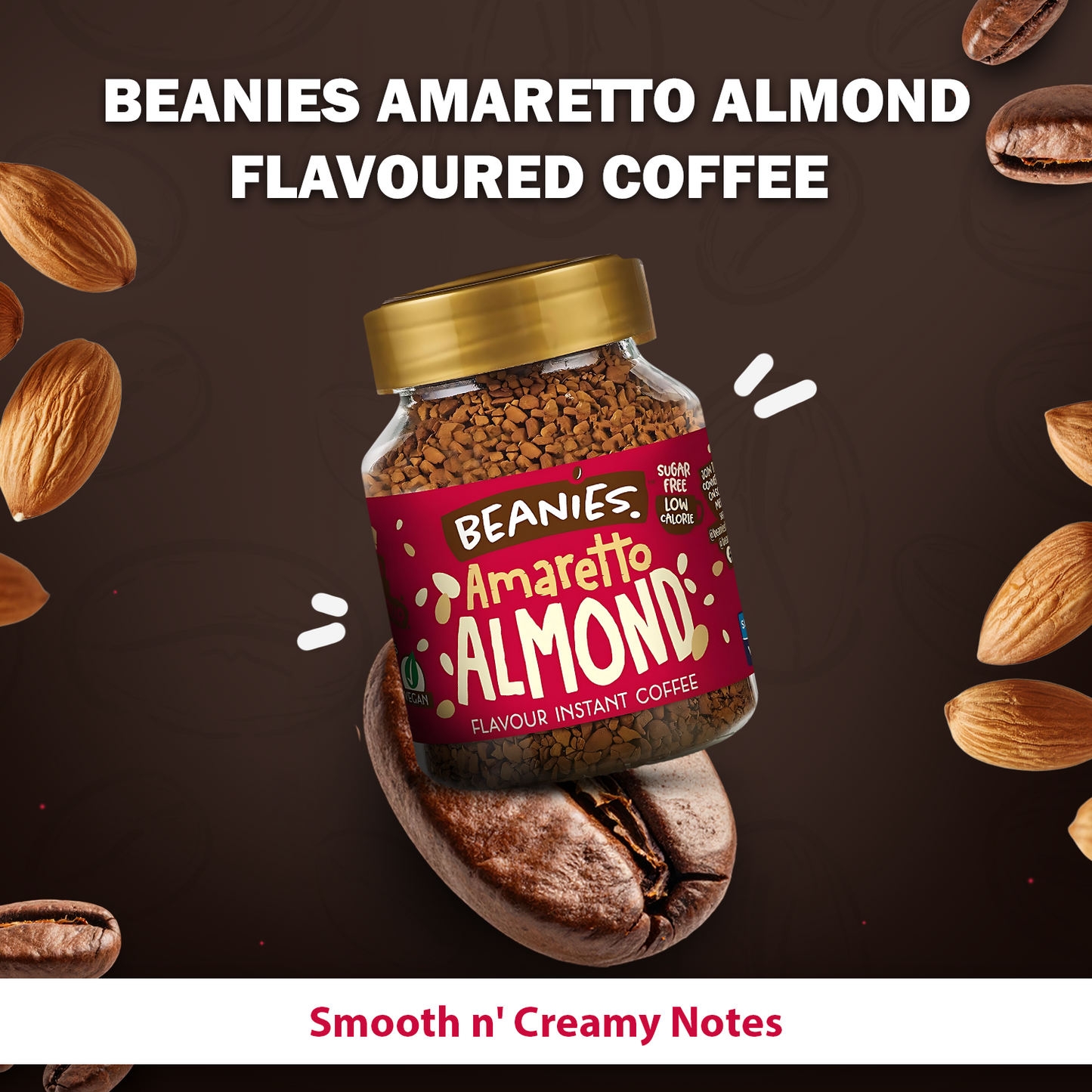 Beanies Amaretto Almond Flavour Instant Coffee, 50g