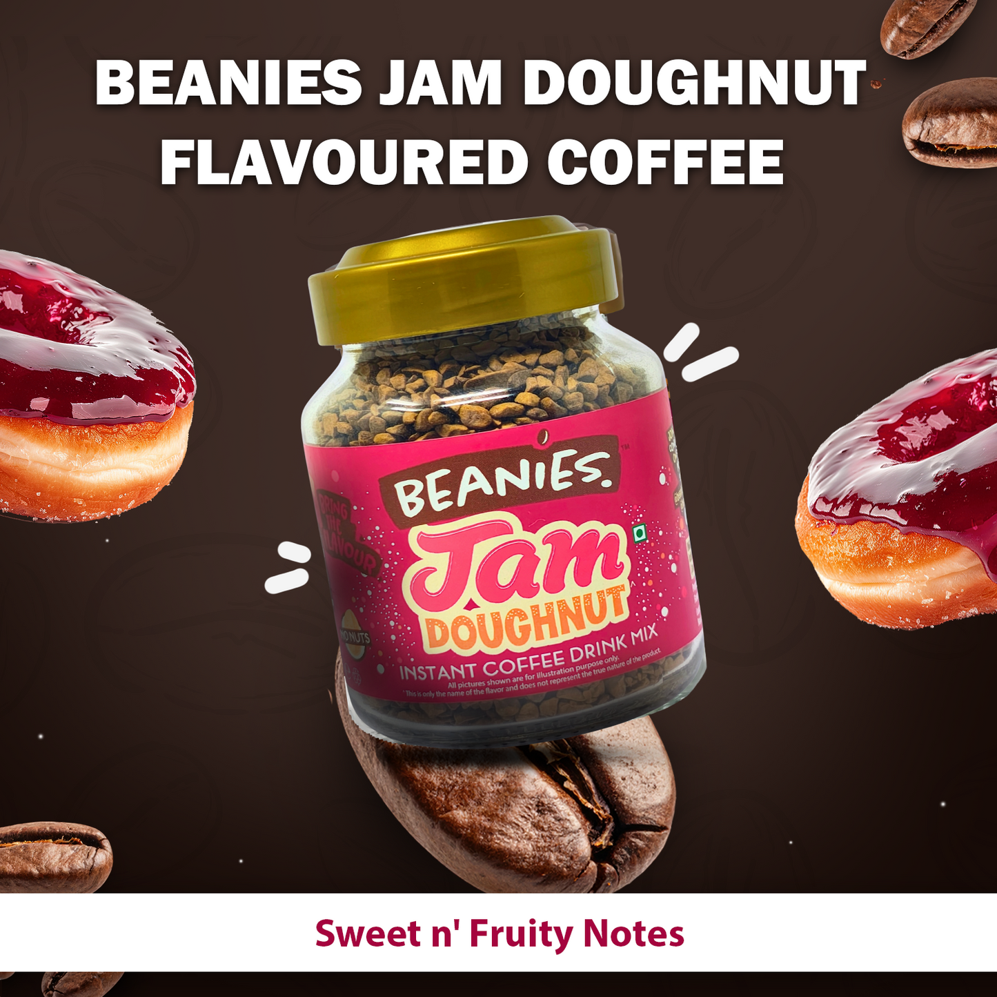 Beanies Jam Doughnut Instant Coffee, 50g