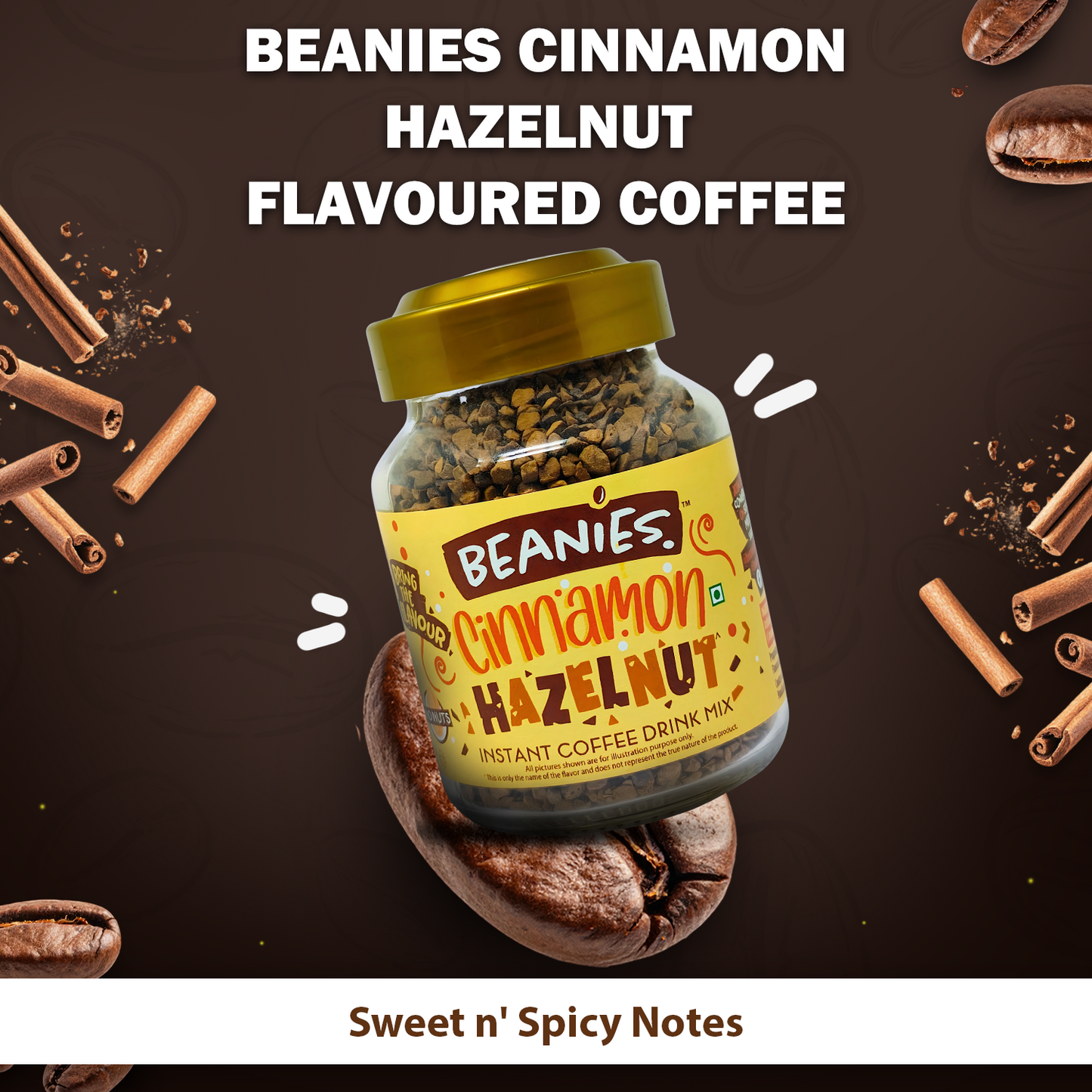Beanies Cinnamon Hazelnut Flavor Instant Coffee, 50g