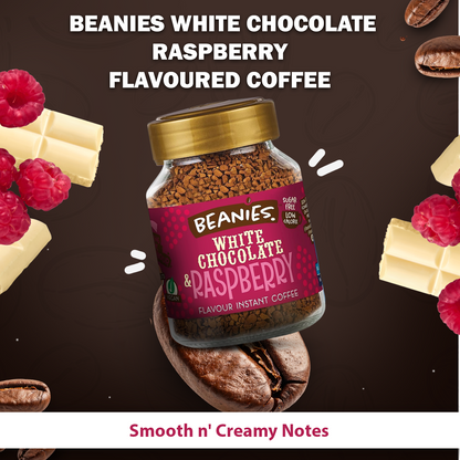 Beanies - White Chocolate and Raspberry Flavour Instant Coffee (50g)