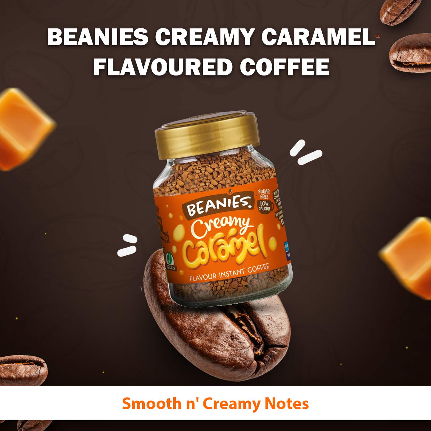 Beanies Creamy Caramel Flavour Instant Coffee, 50g