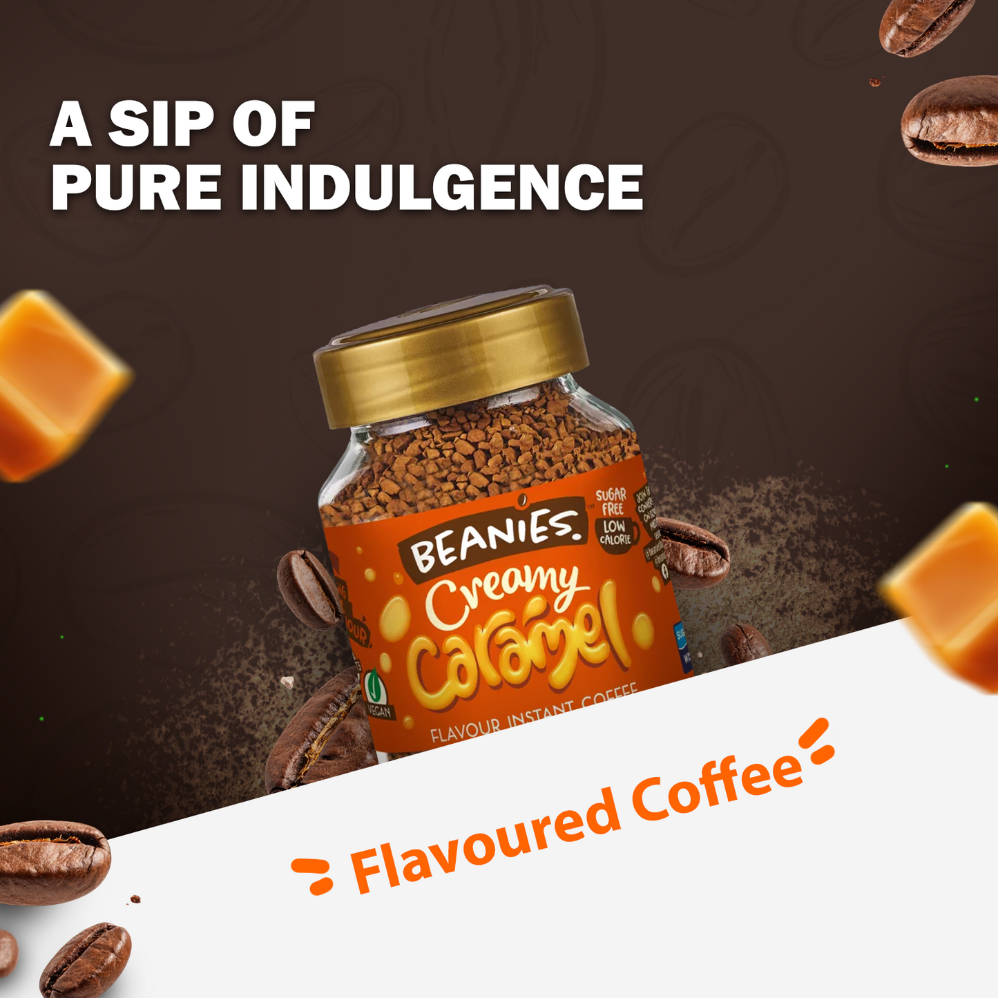 Beanies Creamy Caramel Flavour Instant Coffee, 50g