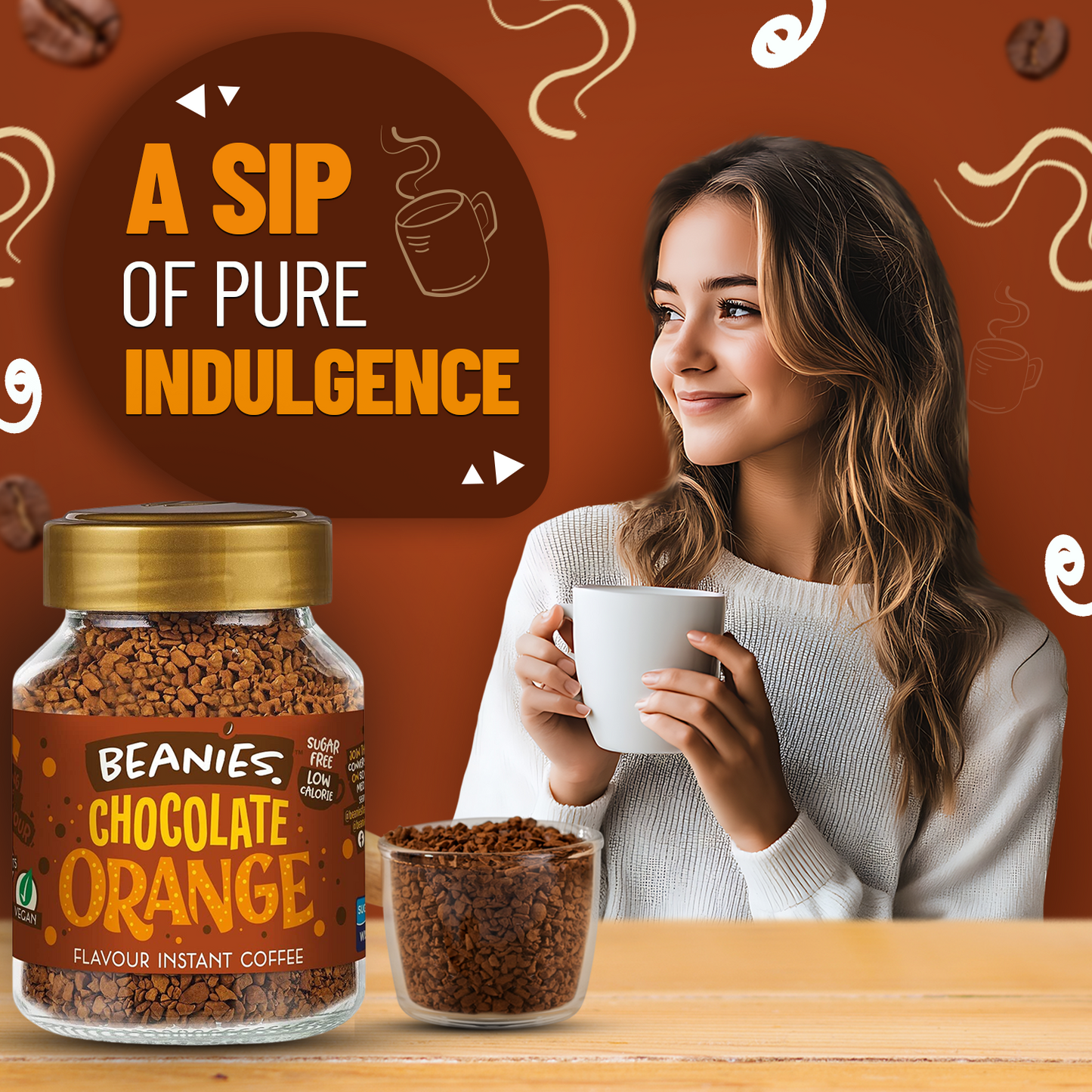 Beanies Chocolate Orange Flavour Instant Coffee, 50g