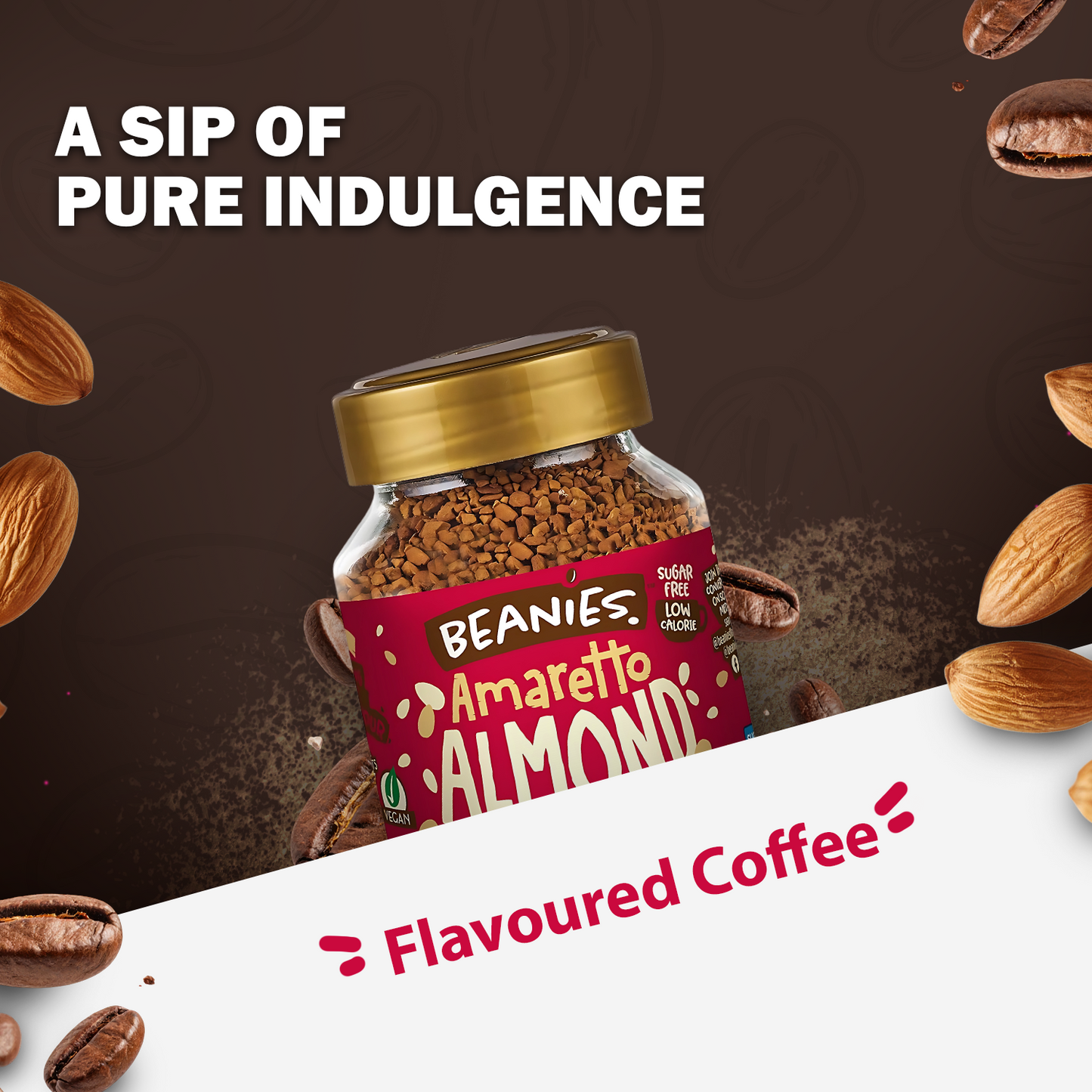 Beanies Amaretto Almond Flavour Instant Coffee, 50g