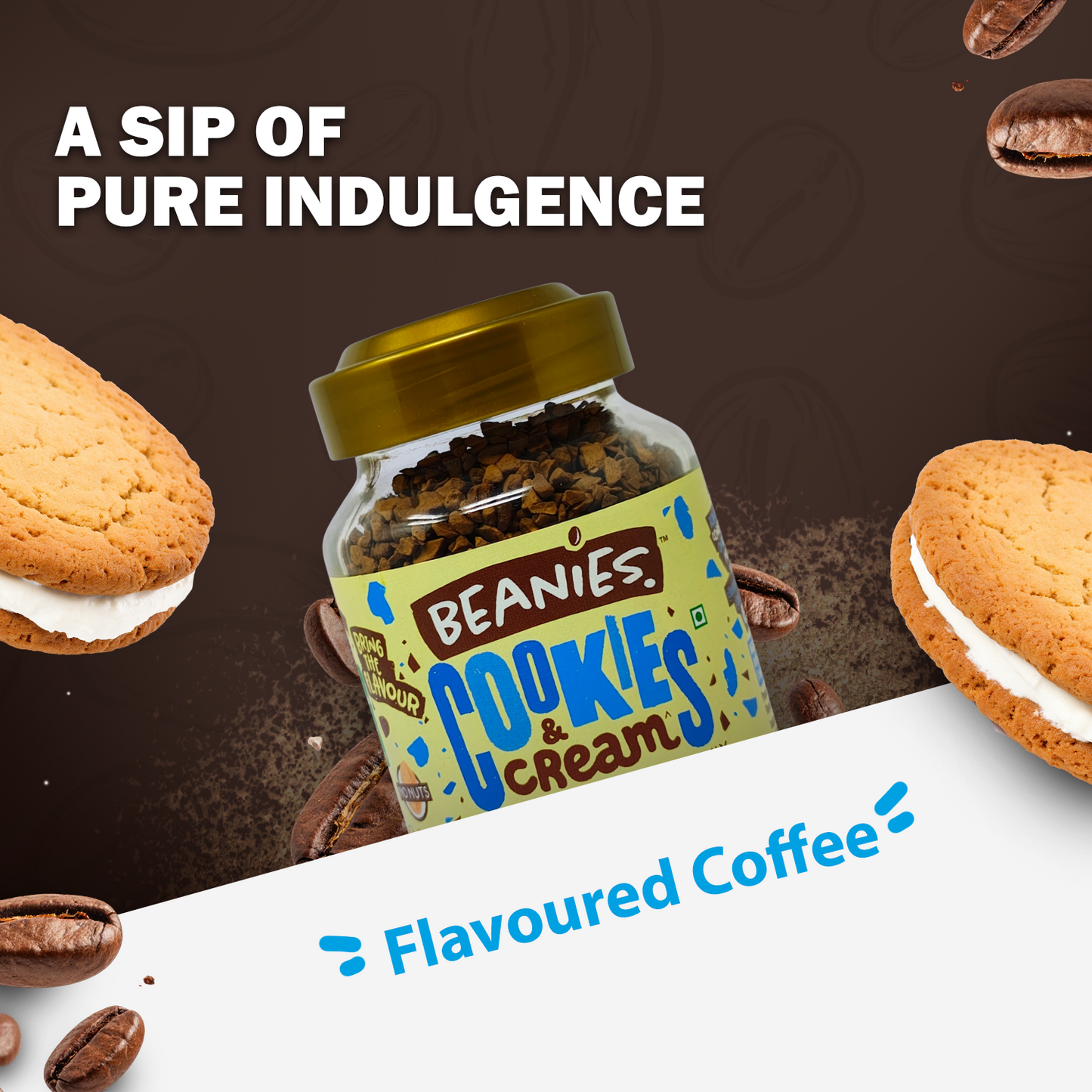 Beanies Cookies and Cream Flavour Instant Coffee, 50g
