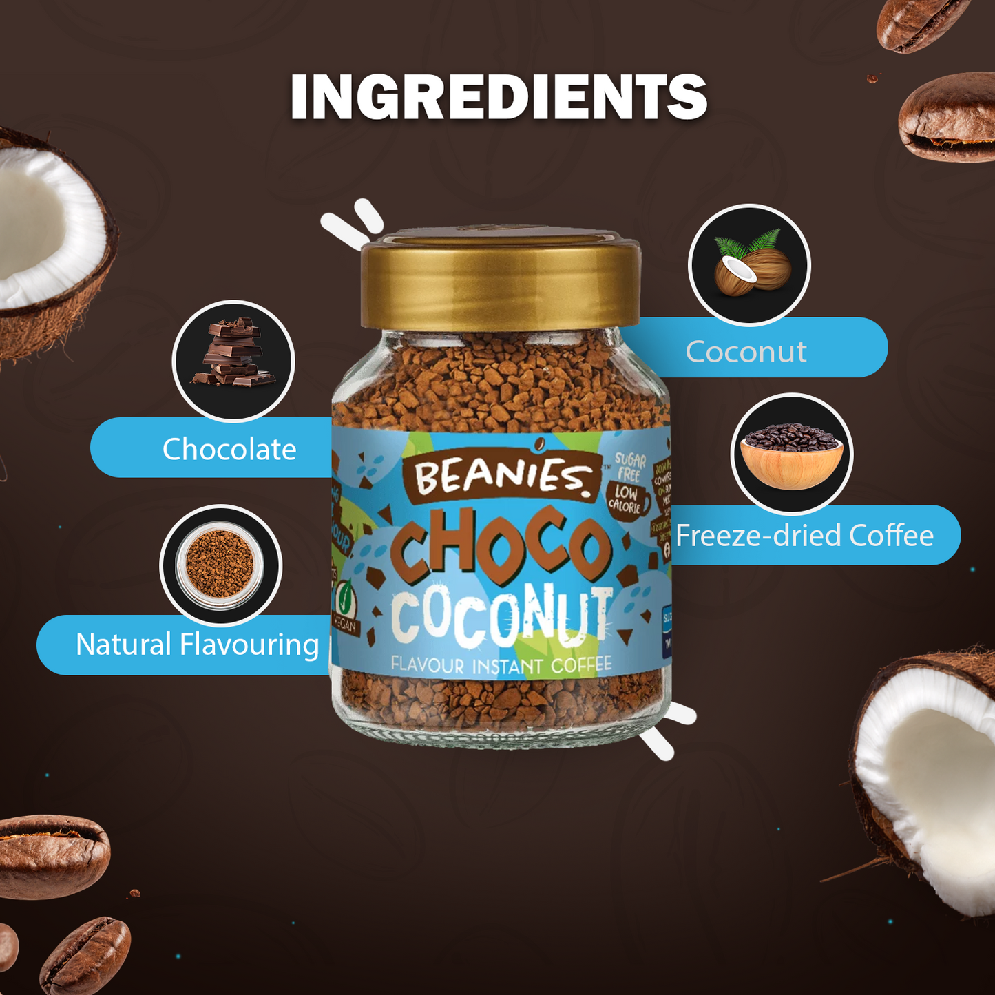 Beanies Choco Coconut Instant Coffee, 50g