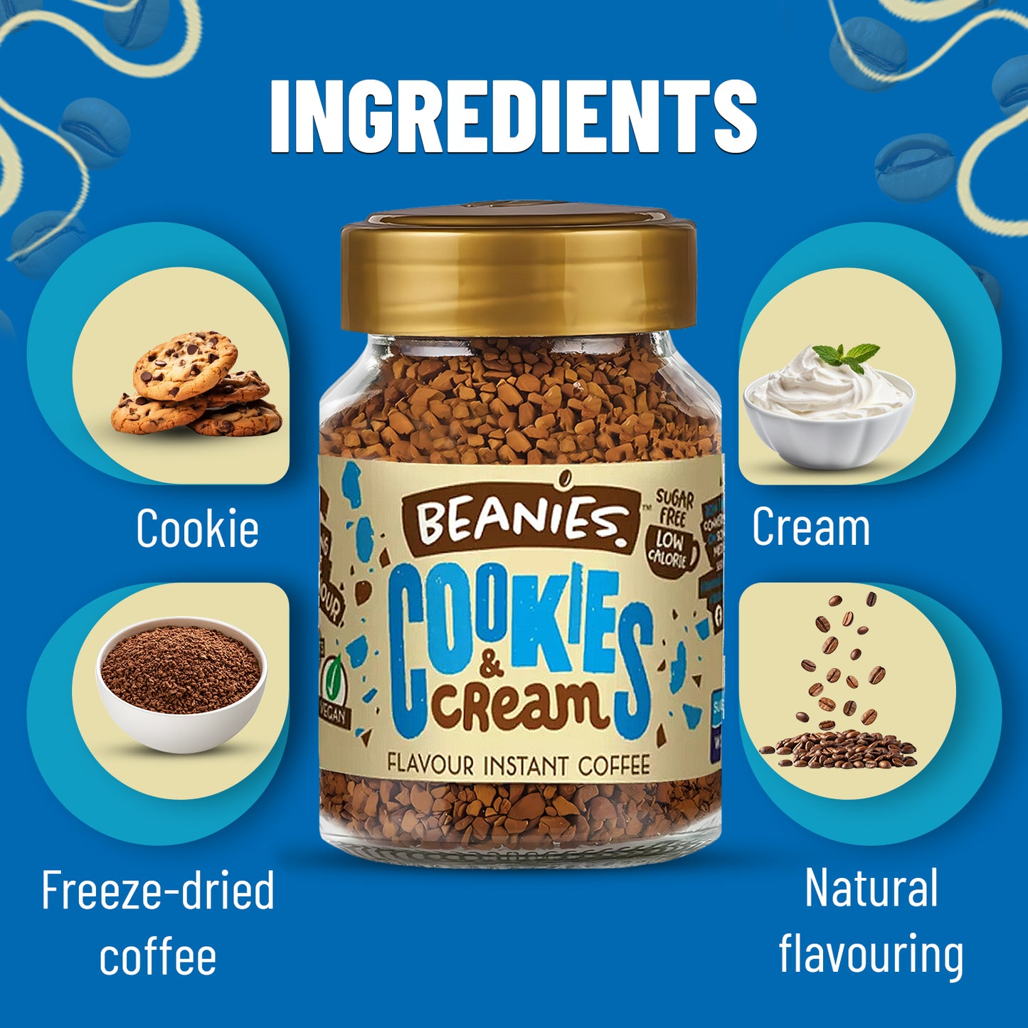 Beanies Cookies and Cream Flavour Instant Coffee, 50g