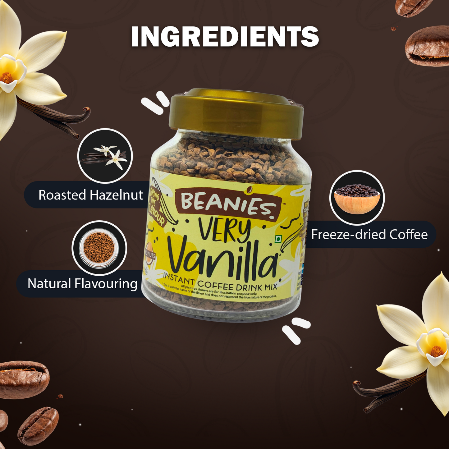 Beanies Very Vanilla Flavour Instant Coffee, 50g