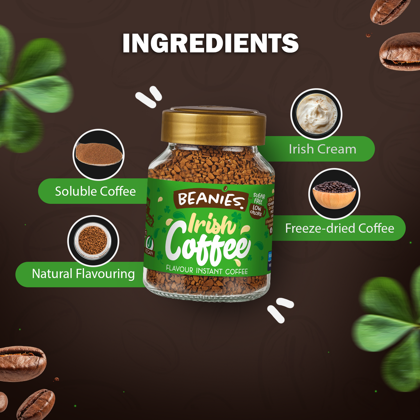 Beanies Irish Cream Flavour Instant Coffee, 50g
