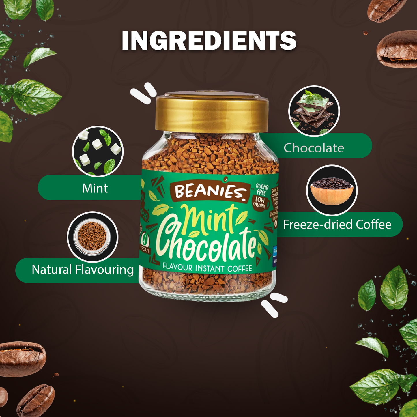 Beanies Mint Chocolate Flavour Instant Coffee, 50g