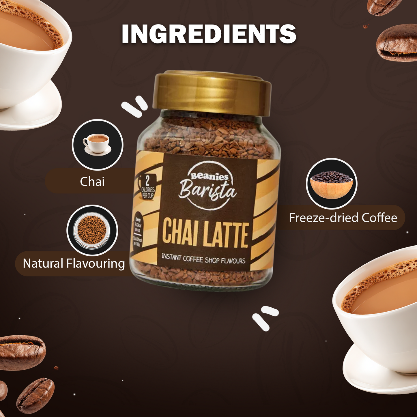 Beanies Barista Range - Chai Latte Instant Coffee, 50g