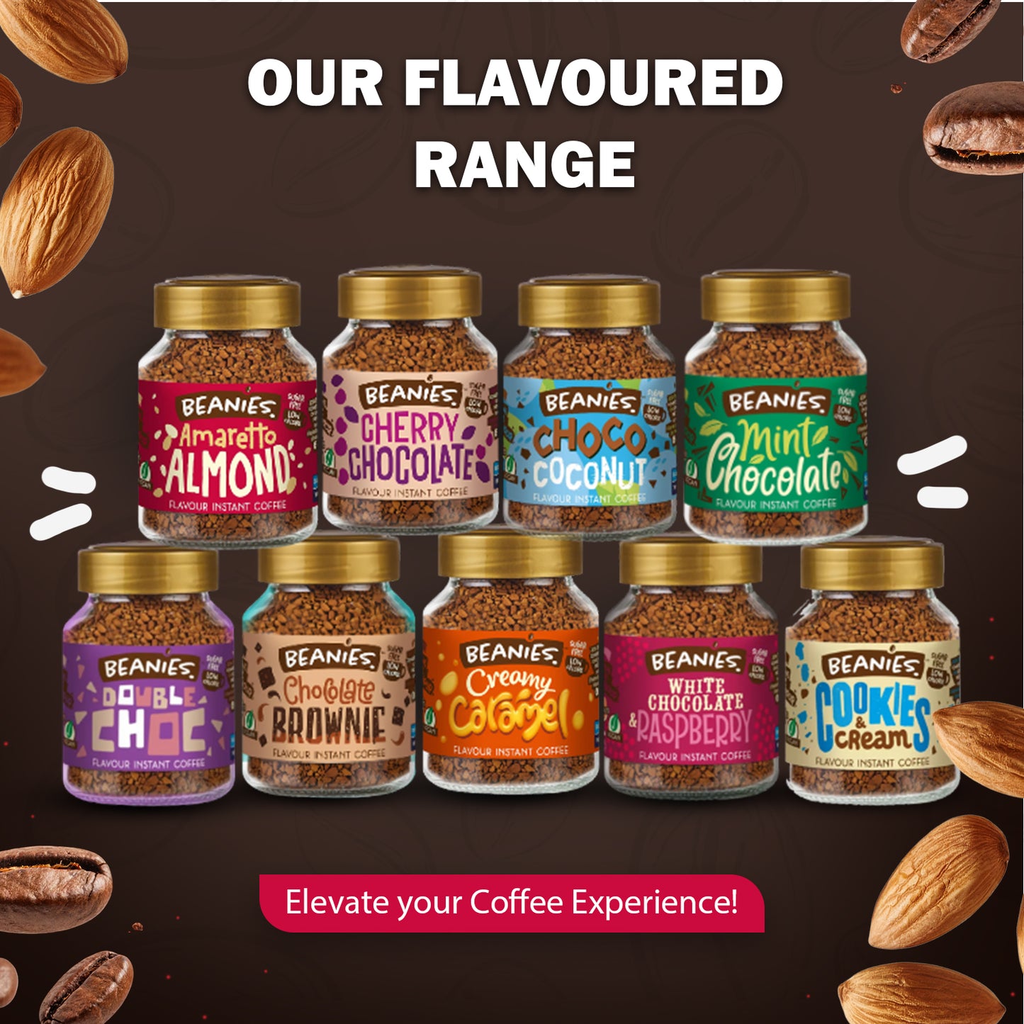 Beanies Amaretto Almond Flavour Instant Coffee, 50g