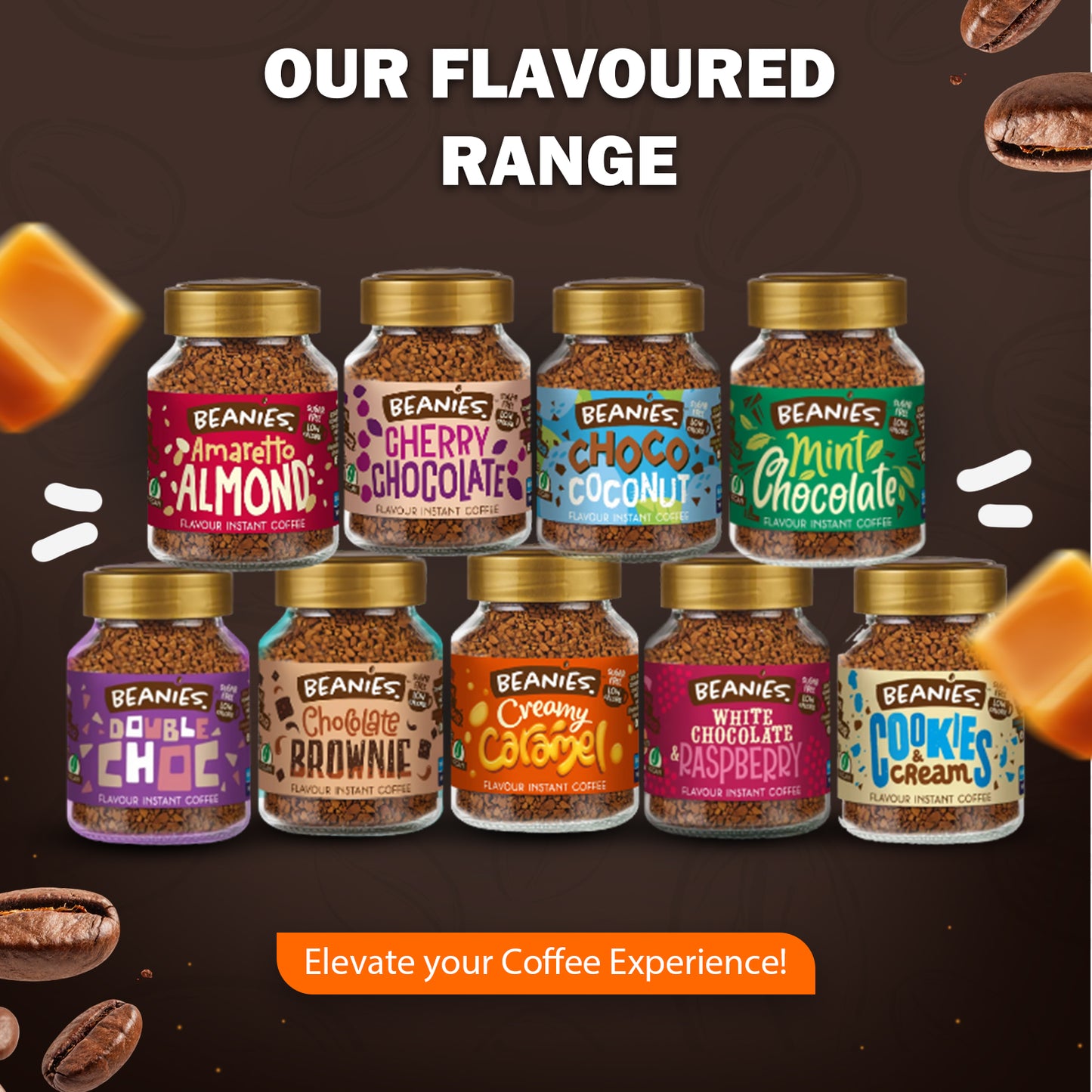 Beanies Creamy Caramel Flavour Instant Coffee, 50g