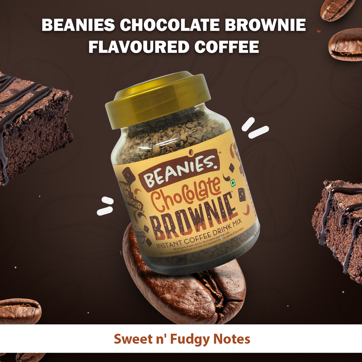 Beanies Chocolate Brownie Flavour Instant Coffee, 50g