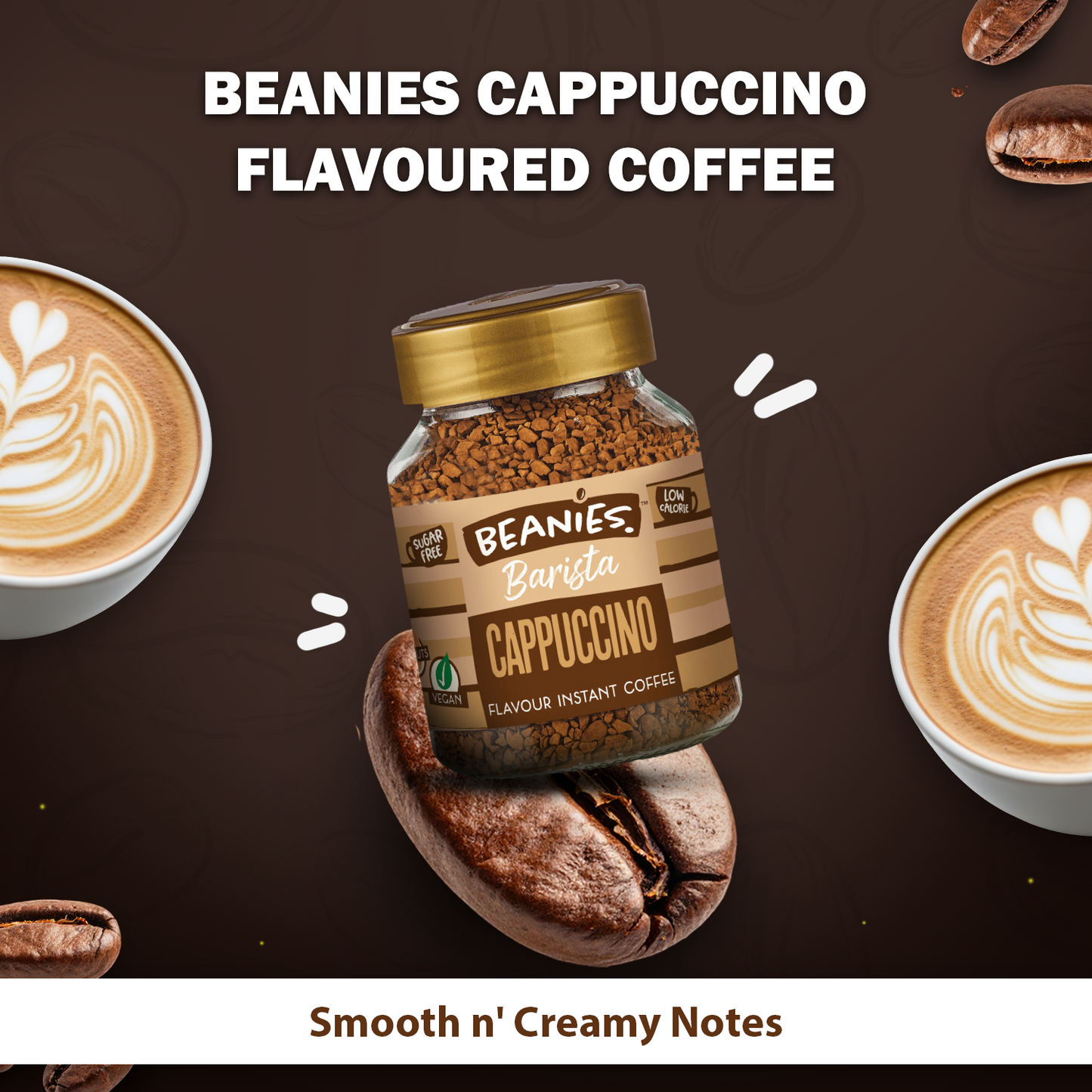 Beanies Barista Range - Cappuccino Instant Coffee, 50g